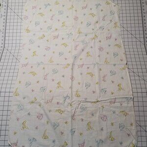 Flannel Baby Receiving Blanket with Blue, Pink, and Yellow Rabbit and Bow Design